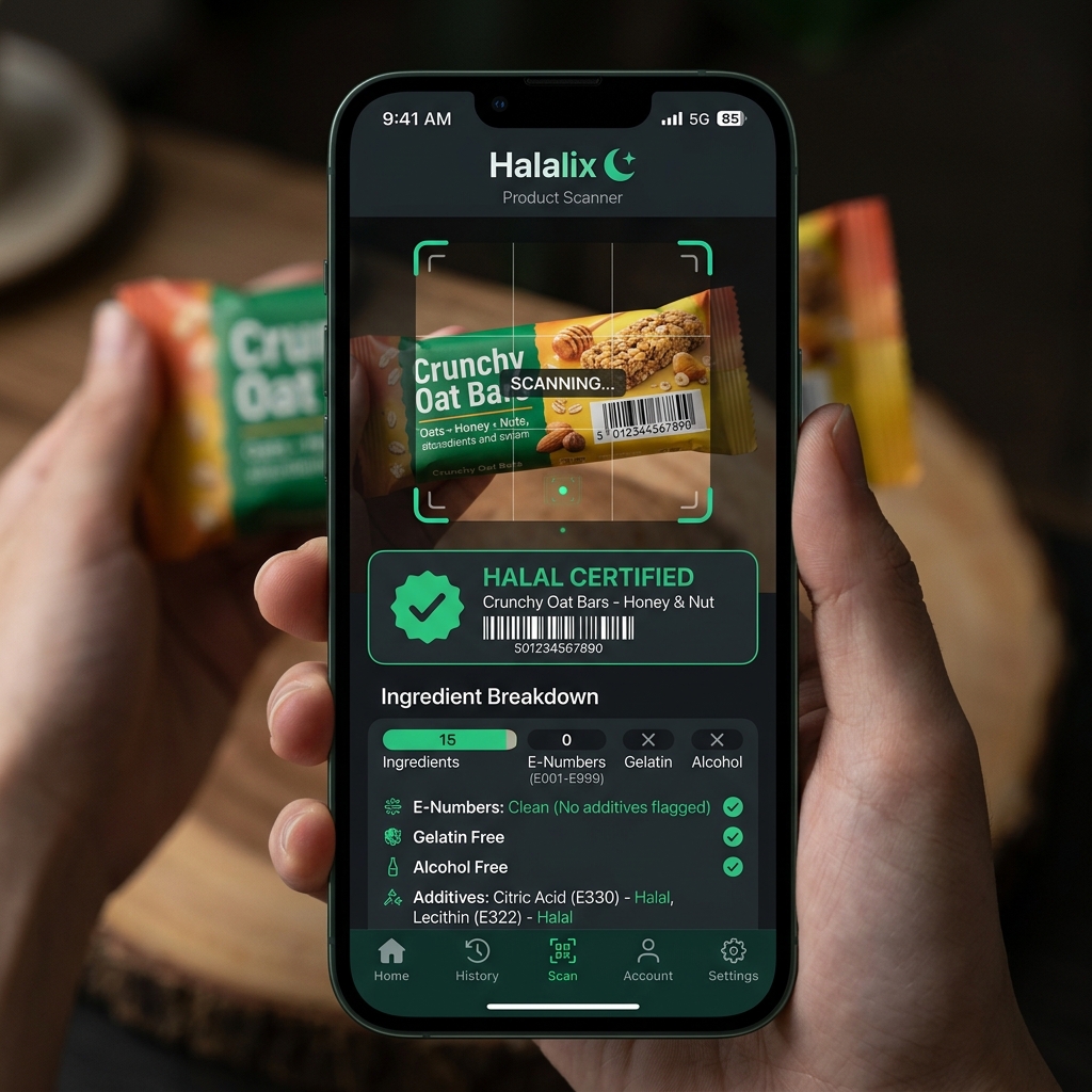 Halalix App UI Scanner Screen